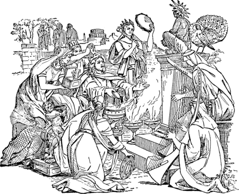 Solomon Led Astray By His Wives To Worship False Gods Coloring Page